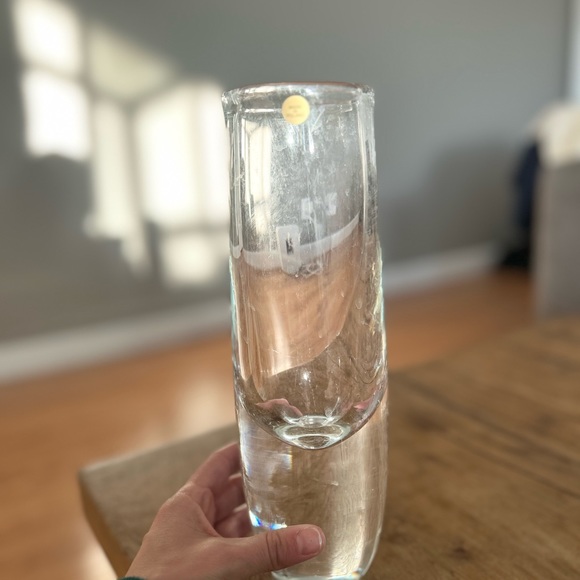 Mid-Century Thick Bubble Glass Vase solid glass vase made Poland heavy clear 11” - Picture 3 of 7